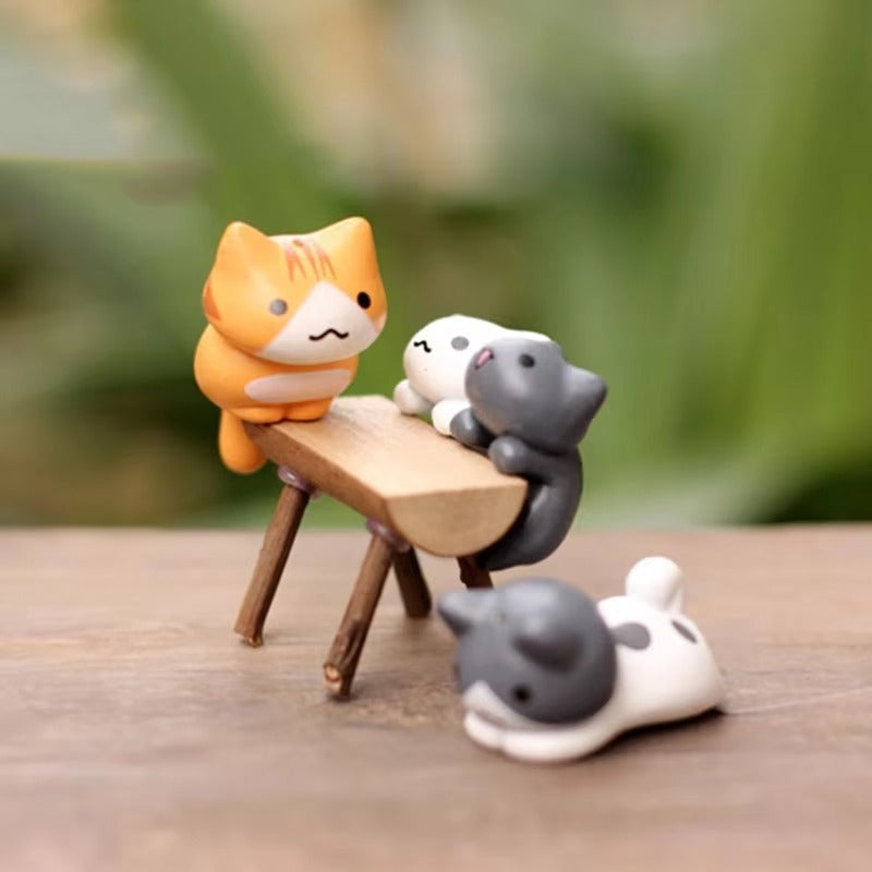 6Pcs/Set Cartoon Lucky Cat Home Garden Bonsai Decorations Miniatures Gift Lovely Micro Landscape Kitten Miniature Craft