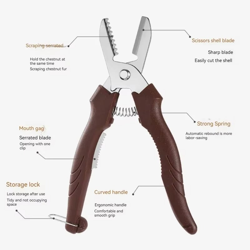 For Kitchen Multipurpose Chestnut Scissors Peeler Chestnut Shell Peeling and Leather Clip Cross Cutting Knife Chestnut Peeler