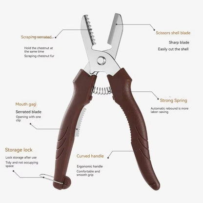 For Kitchen Multipurpose Chestnut Scissors Peeler Chestnut Shell Peeling and Leather Clip Cross Cutting Knife Chestnut Peeler