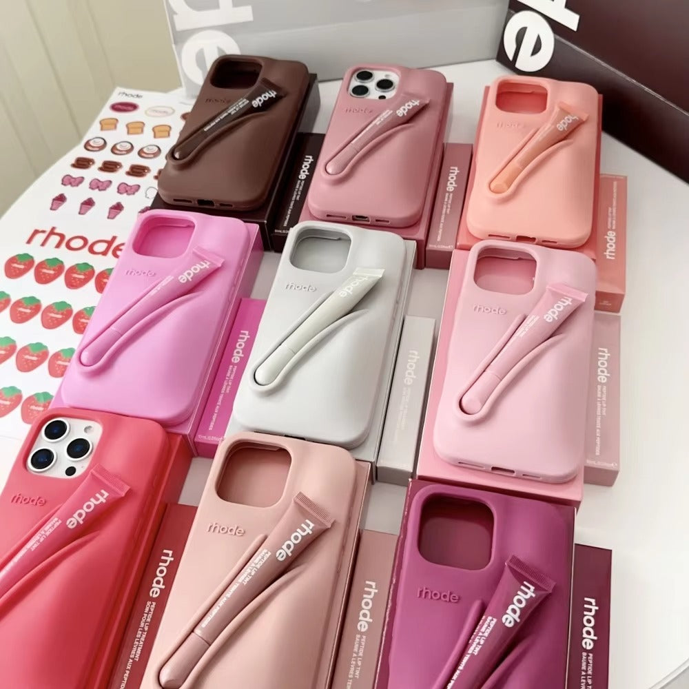 RHODE Soft Silicone Case For iPhone 16 15 14 Plus 13 12 11 Pro Max 17 Lipstick Portable Lip Gloss Holder INS Hot Cover With Box