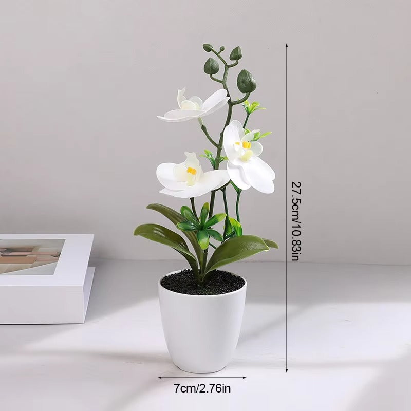 Butterfly Orchid Bonsai Potted Fake Plants for Home Garden Room Decoration Office Table Artificial Silk Flower Ornaments