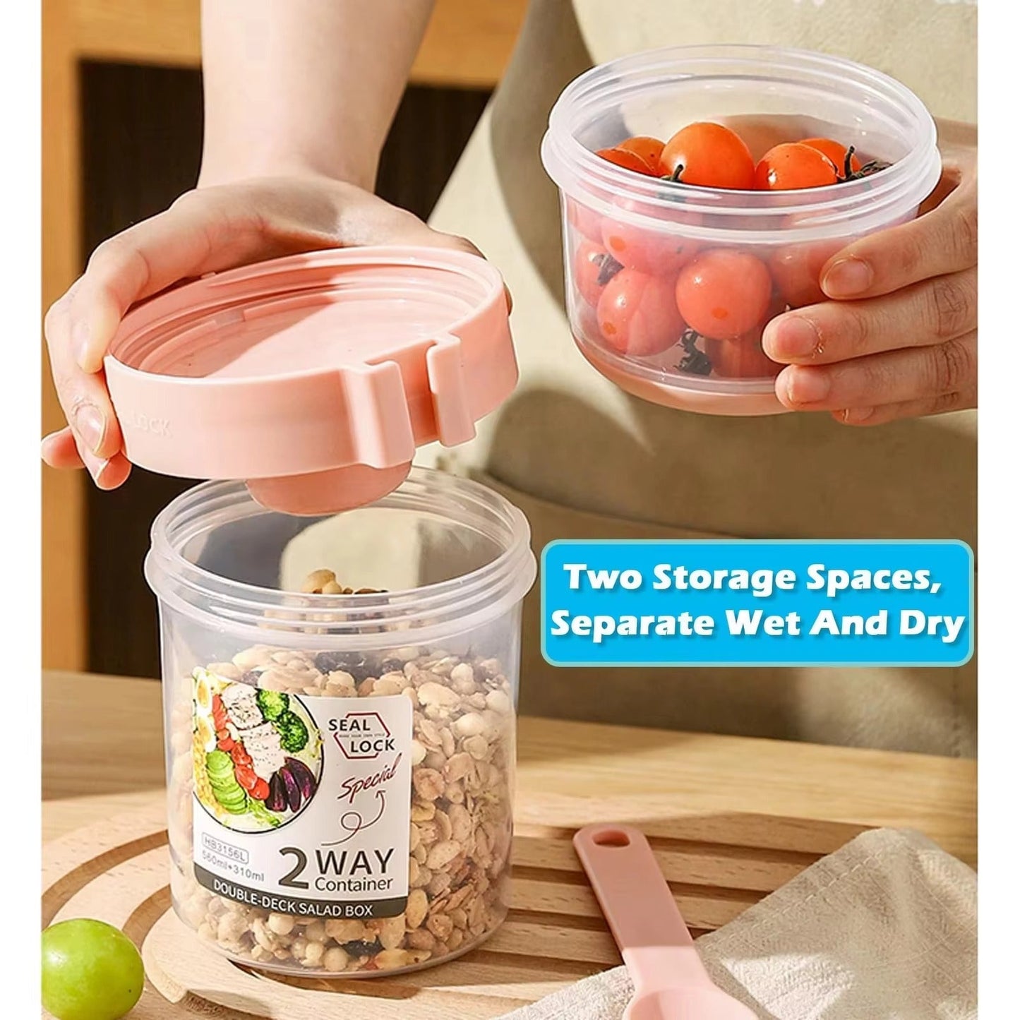 Carry Breakfast Cup Salad Cups Portable Yogurt Cereal Oatmeal Snacks Parfait Containers Salad Dressing Holders with Lid Forks