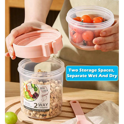 Carry Breakfast Cup Salad Cups Portable Yogurt Cereal Oatmeal Snacks Parfait Containers Salad Dressing Holders with Lid Forks