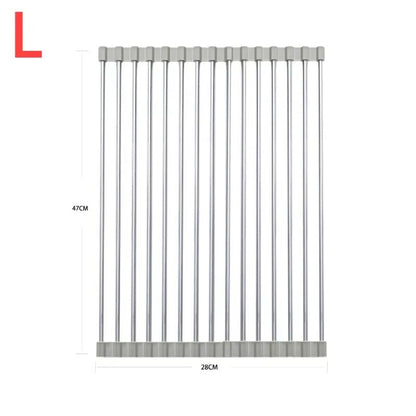 Silicone Stainless Steel Fruit & Vegetable Dish Drainer Kitchen Sink Shelf Kitchen Tools Sponge Holder Kitchen Tools Strainer