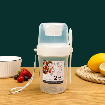Carry Breakfast Cup Salad Cups Portable Yogurt Cereal Oatmeal Snacks Parfait Containers Salad Dressing Holders with Lid Forks