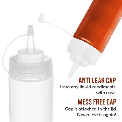 6pcs Condiment Squeeze Bottles Hot Sauces Olive Oil Bottles Ketchup Mustard Dispensers Kitchen Accessories Gadgets 230 Ml