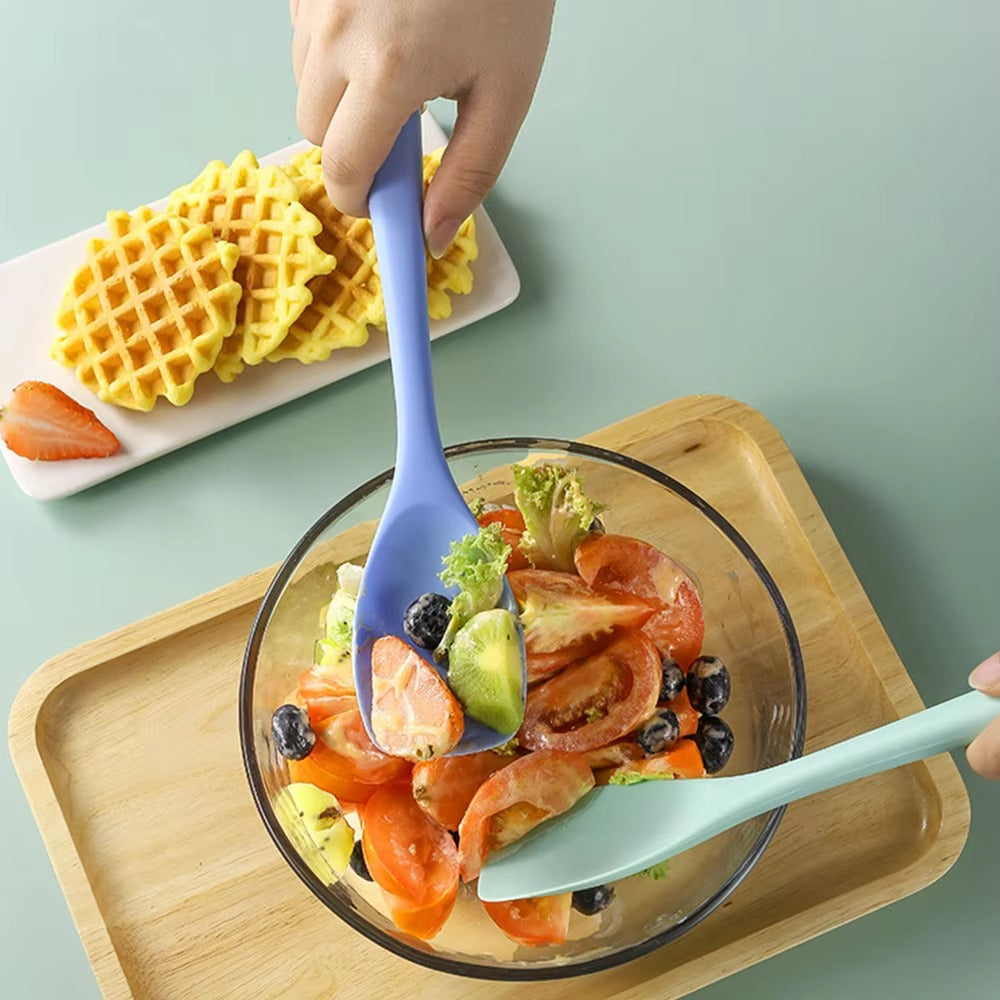 1PC Silicone Flat Head Shovel Integrated all Inclusive Salad Spoon non Stick Pot Spatula Silicone Kitchen Utensils