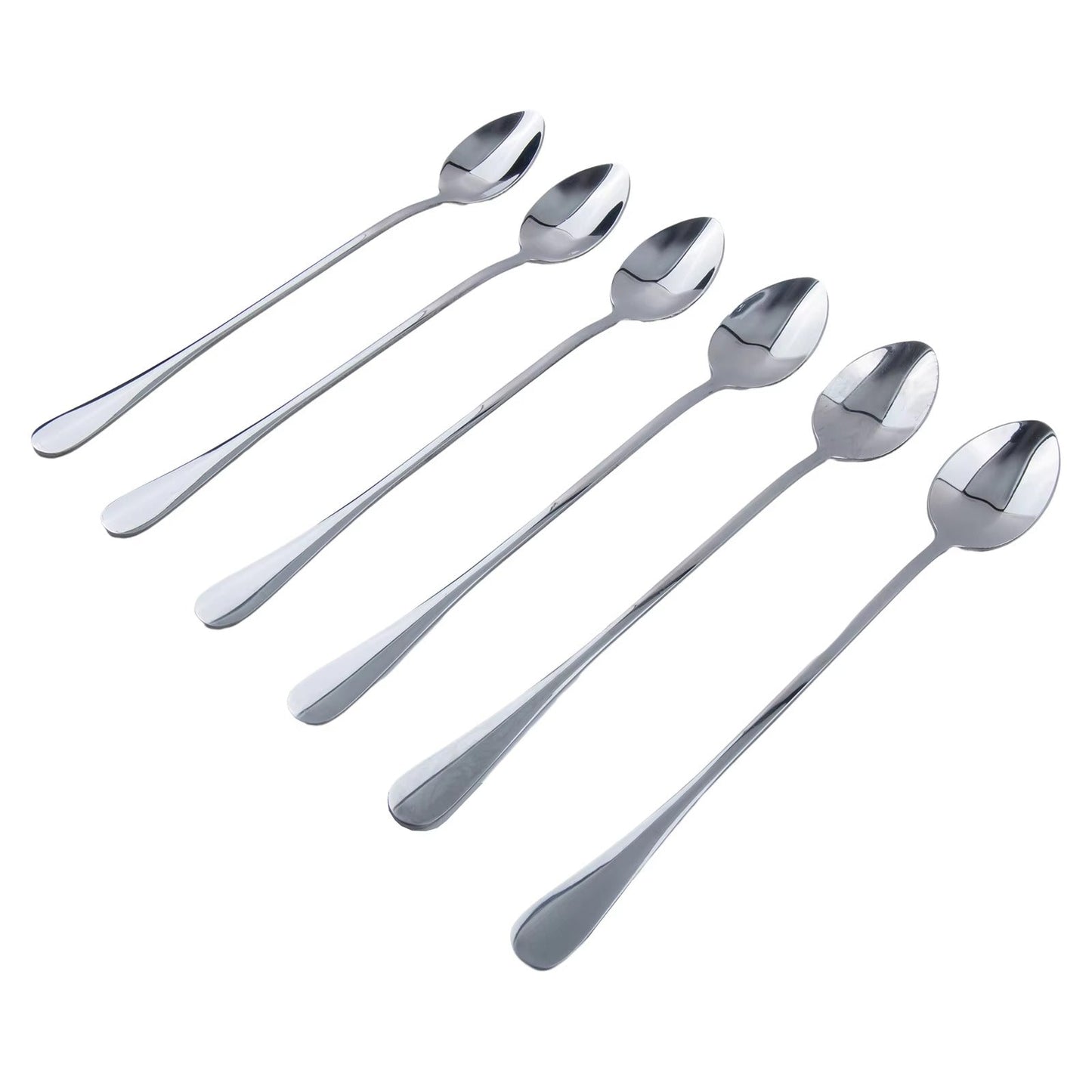 6PC Stainless Steel Coffee Spoon Long Handle Ice Cream Dessert Tea Spoon 19.5x2.8cm For Picnic Drinkware Tableware KitchenSupply