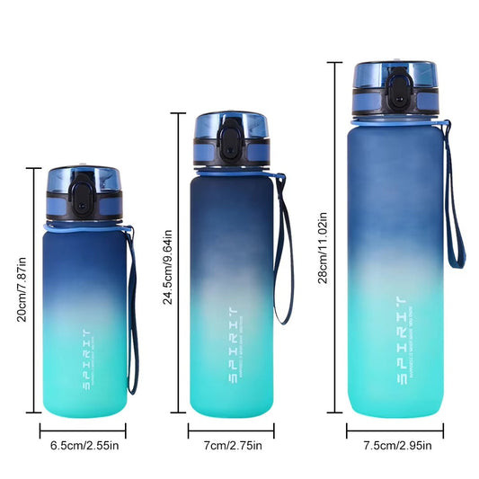 500-1000ml Sports Water Bottle Frosted Progressive Color Drinking Water Cup with Handle Gradient for Gym Outdoor Sports Camping