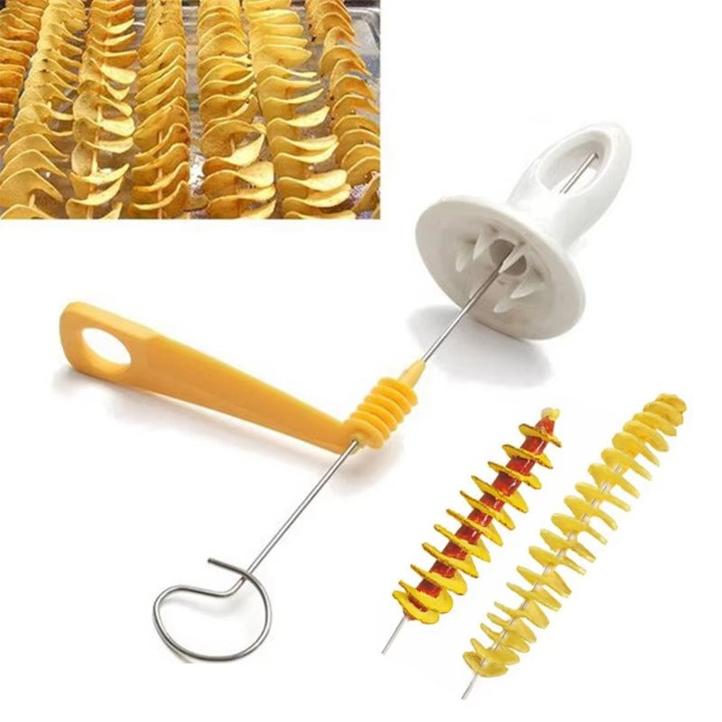 2/4/6 Set Rotate Potato Slicer Stainless Steel And Plastic Spiral Potato Slice Cutter DIY Manual Creative Kitchen Gadgets