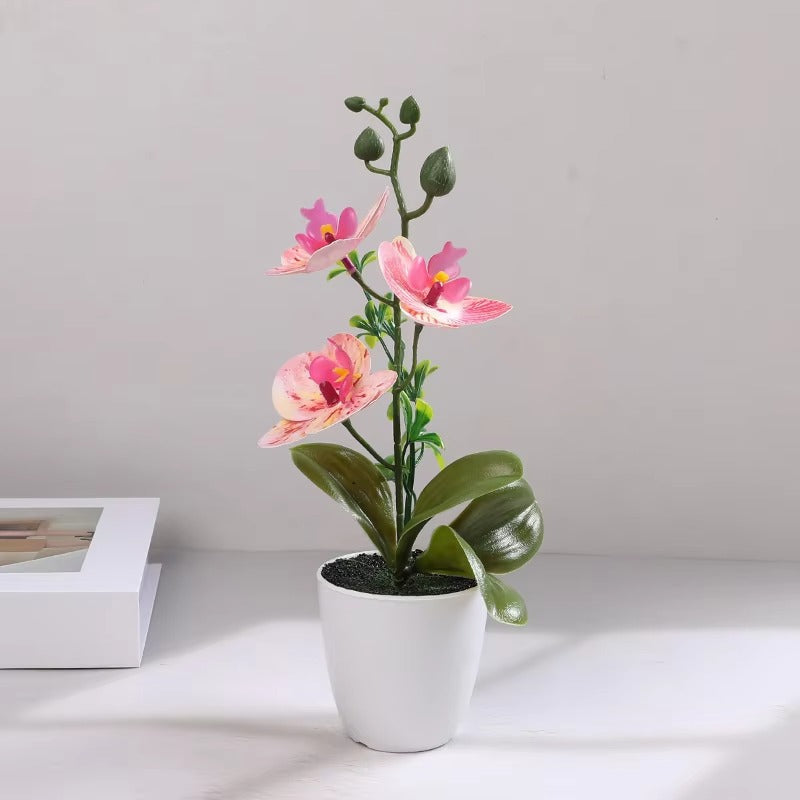 Butterfly Orchid Bonsai Potted Fake Plants for Home Garden Room Decoration Office Table Artificial Silk Flower Ornaments