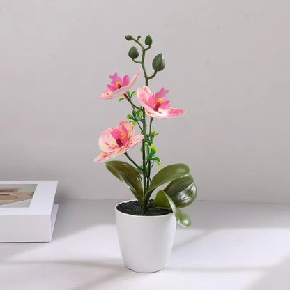 Butterfly Orchid Bonsai Potted Fake Plants for Home Garden Room Decoration Office Table Artificial Silk Flower Ornaments