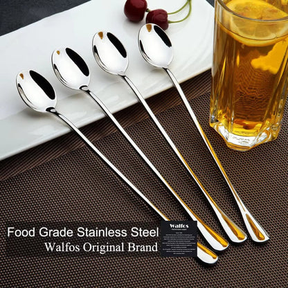 6PC Stainless Steel Coffee Spoon Long Handle Ice Cream Dessert Tea Spoon 19.5x2.8cm For Picnic Drinkware Tableware KitchenSupply