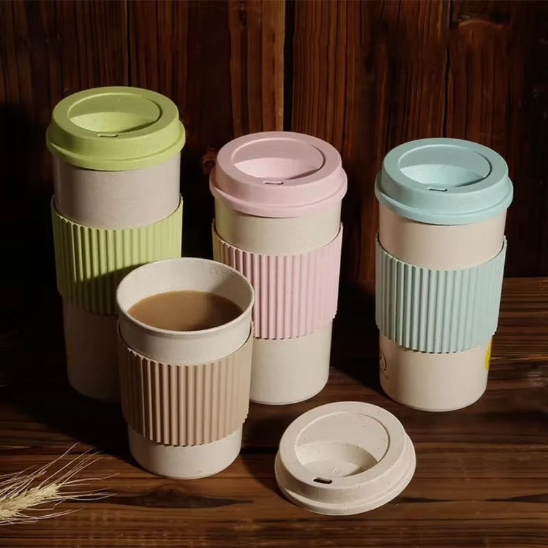 350| 450| 550ml Wheat Straw Coffee Cup Portable