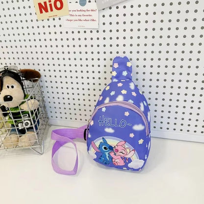Stitch & Angel Sling Chest Bag, Cartoon Anime Crossbody Bag, Fashionable Casual Shoulder Bag with Coin Purse for Daily Travel