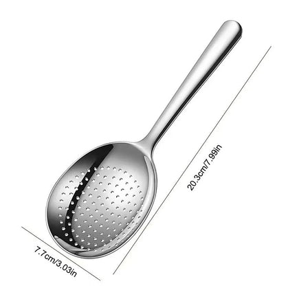 1Pc Stainless Steel Ladles For Serving Soup Rice Serving Spoon Drain Hole Heat Insulated Handle Kitchen Utensils For Daily Use