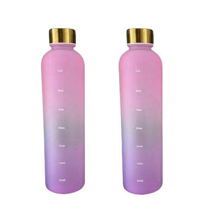 1L Bottle With Time Marker 32 OZ Motivational Reusable Fitness Sports Outdoors Travel Leakproof BPA Free Frosted Plastic