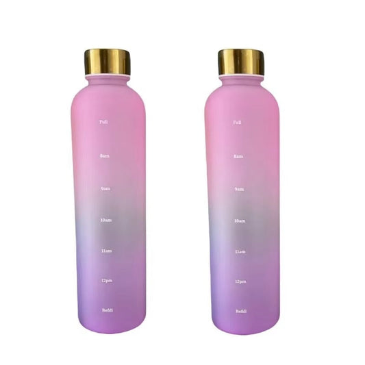 1L Bottle With Time Marker 32 OZ Motivational Reusable Fitness Sports Outdoors Travel Leakproof BPA Free Frosted Plastic