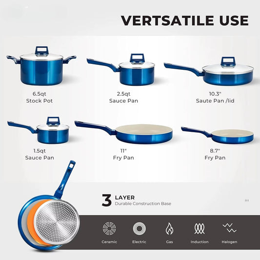 10 Pcs Pots and Pans Sets, Nonstick Cookware Set