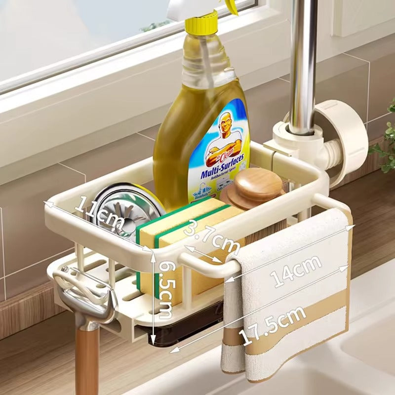Aluminum Longer Version Kitchen Faucet Shelf Storage Sponge Holder Sink Faucet Organizers Hanging Drain Rack for Sink Tap