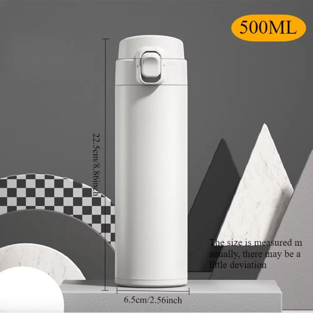 16Oz Metal Water Bottle Stainless Steel Bouncing Cover Vacuum Flask BPA Free Leak Proof Insulated Cup Coffee Mug Water Bottle