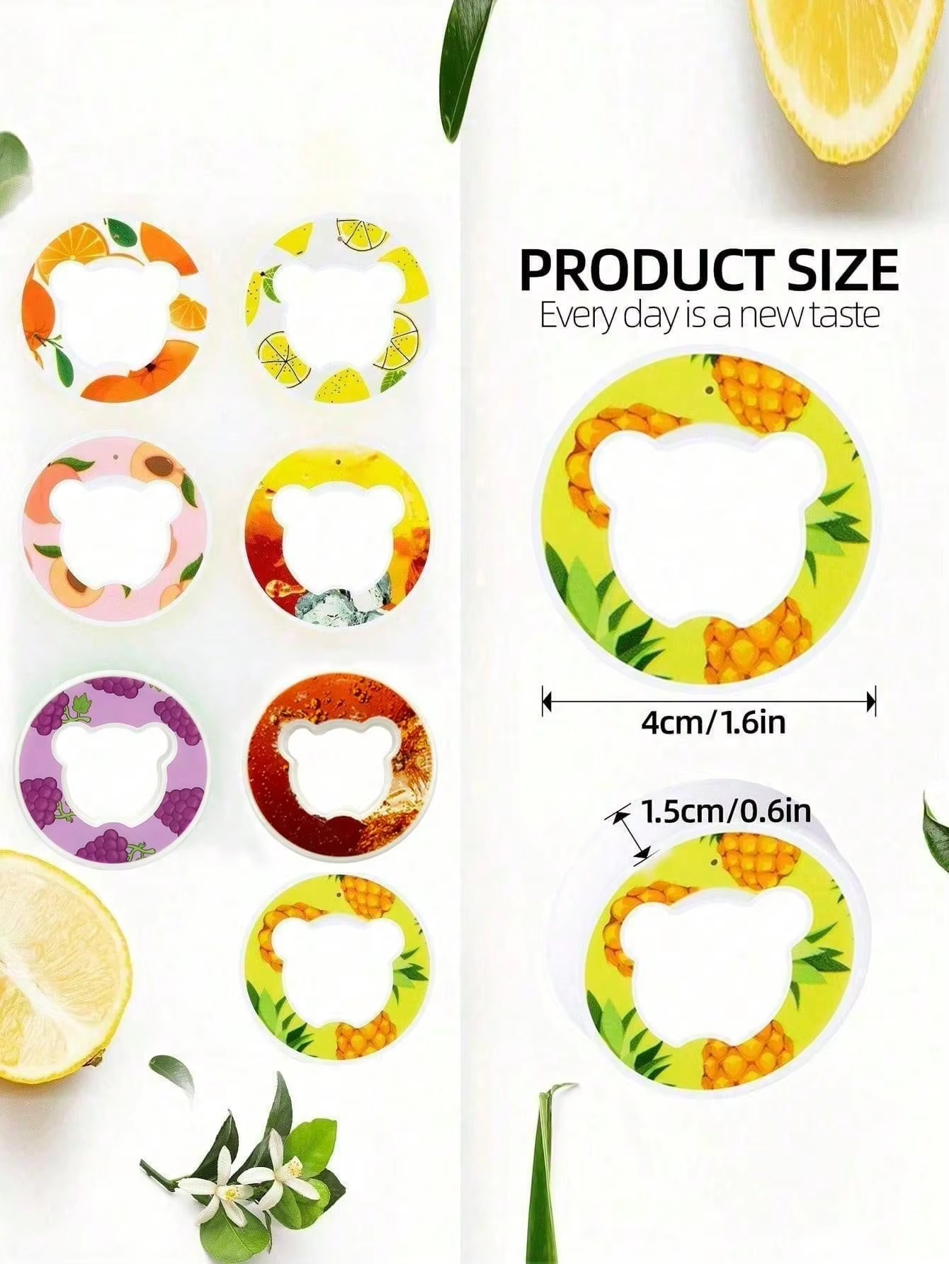1pc Multi Flavour Fruit Flavour Rings For Water Cups, Little Bear Shape Flavour Rings For Water Cups Flavour Rings Drinking Tool