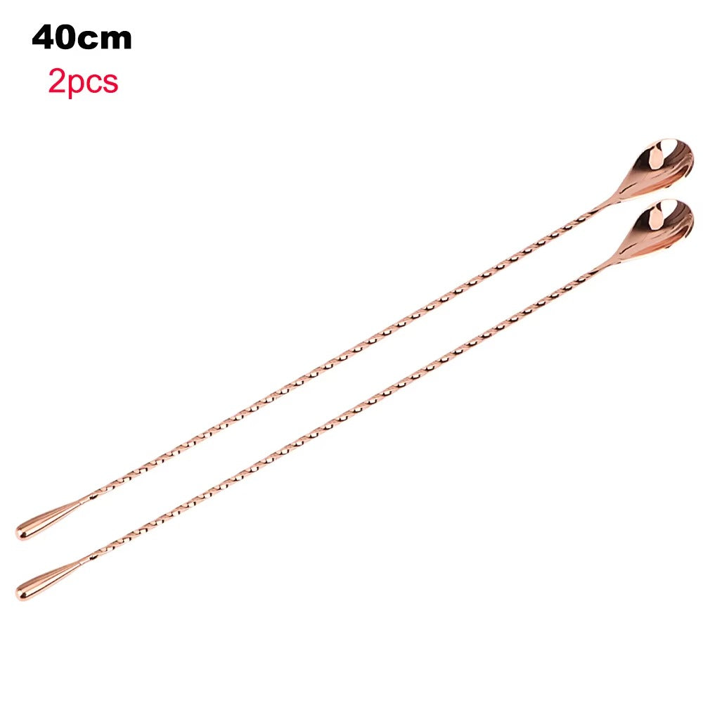 HILIFE 30/40cm Stainless Steel Stir Bar Spoon Mixing Ounces Cocktail Spoon Spiral Pattern Bartender Tools Teadrop Spoon Bar Tool