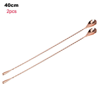 HILIFE 30/40cm Stainless Steel Stir Bar Spoon Mixing Ounces Cocktail Spoon Spiral Pattern Bartender Tools Teadrop Spoon Bar Tool