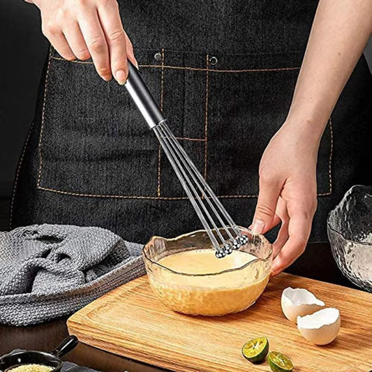Stainless Steel Ball Whisk Set Manual Mixer Kitchen Whisk Wire Egg Whisk for Cooking Blending Whisking Beating Stirring