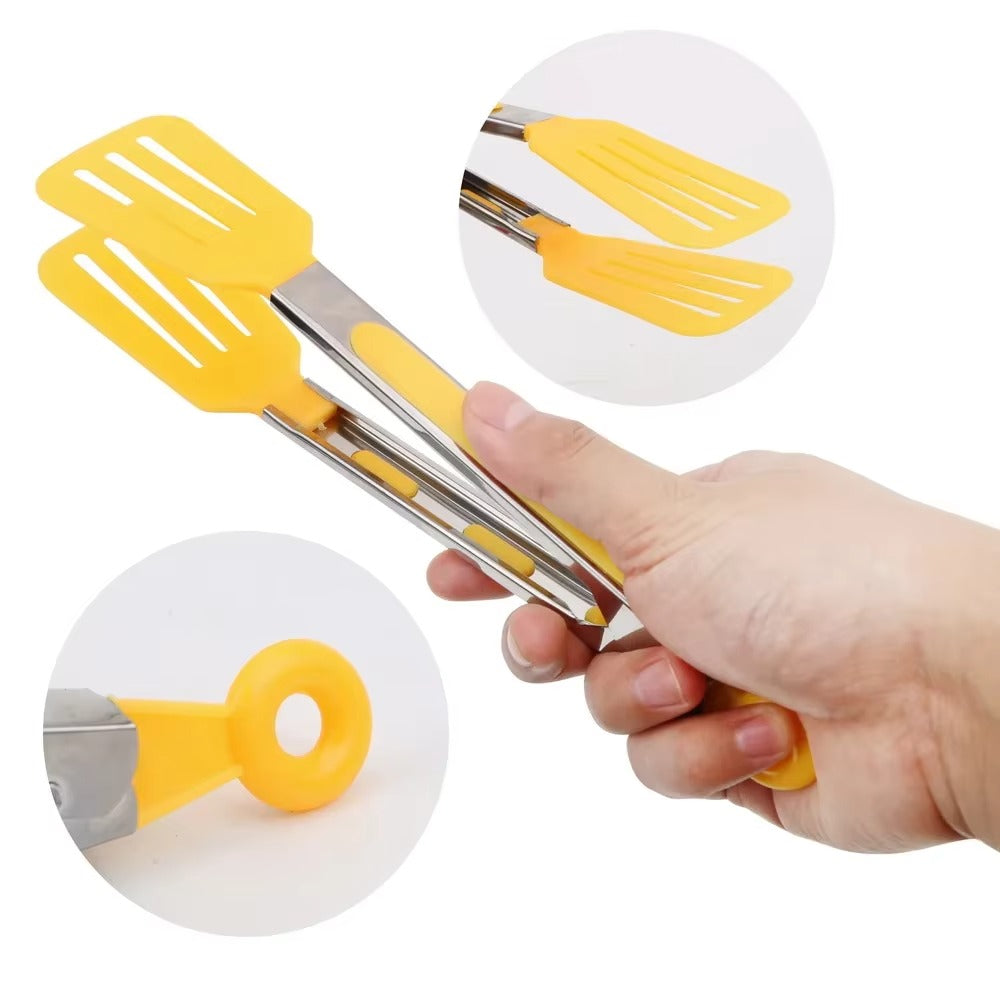 Kitchen Cooking Tools Non-Stick Kitchen Tongs Stainless Steel Handle Utensil Pizza Bread Steak Clip Salad Serving BBQ Tongs
