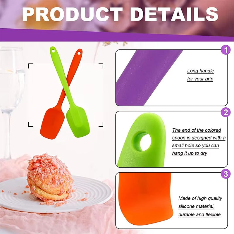 LMETJMA 28cm Silicone Spatulas Heat Resistant Spoon