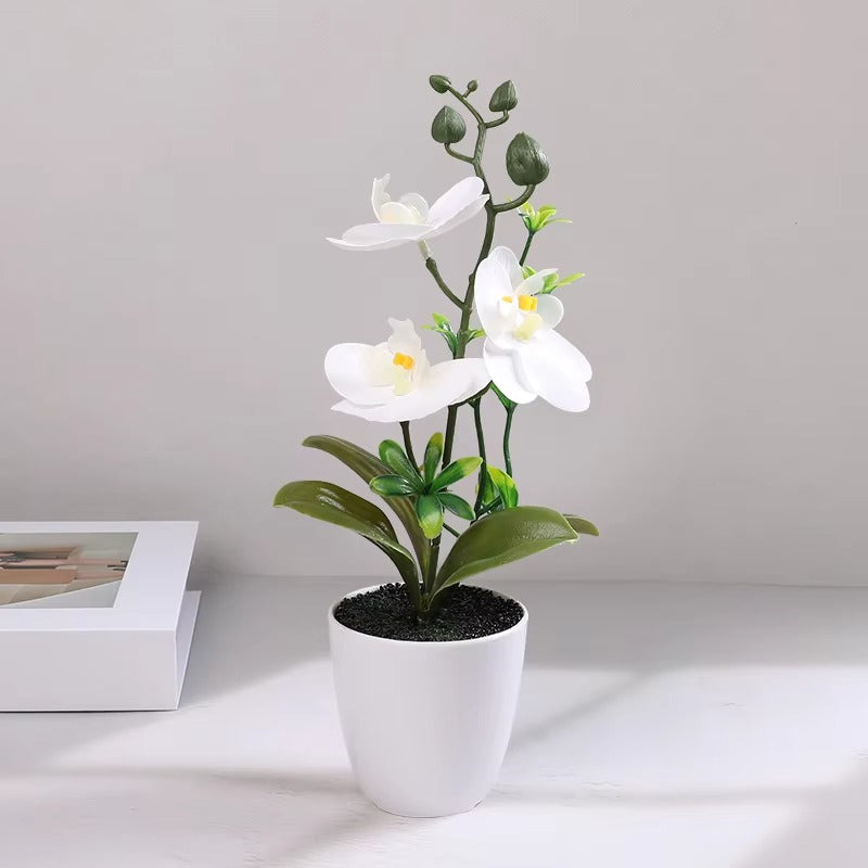 Butterfly Orchid Bonsai Potted Fake Plants for Home Garden Room Decoration Office Table Artificial Silk Flower Ornaments