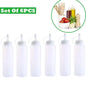 6pcs Condiment Squeeze Bottles Hot Sauces Olive Oil Bottles Ketchup Mustard Dispensers Kitchen Accessories Gadgets 230 Ml
