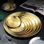 Korean Stainless Steel Thickened Barbecue Disc Golden Silver Cafe Tray Fruit Plate Cake Plate Bone Dish Shallow Plate