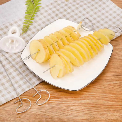 Spiralizer Chips Maker with 4 Stainless Steel Sticks Tornado Spiral Screw Chips Potato Cutter Manual Twisted Potato Slicer