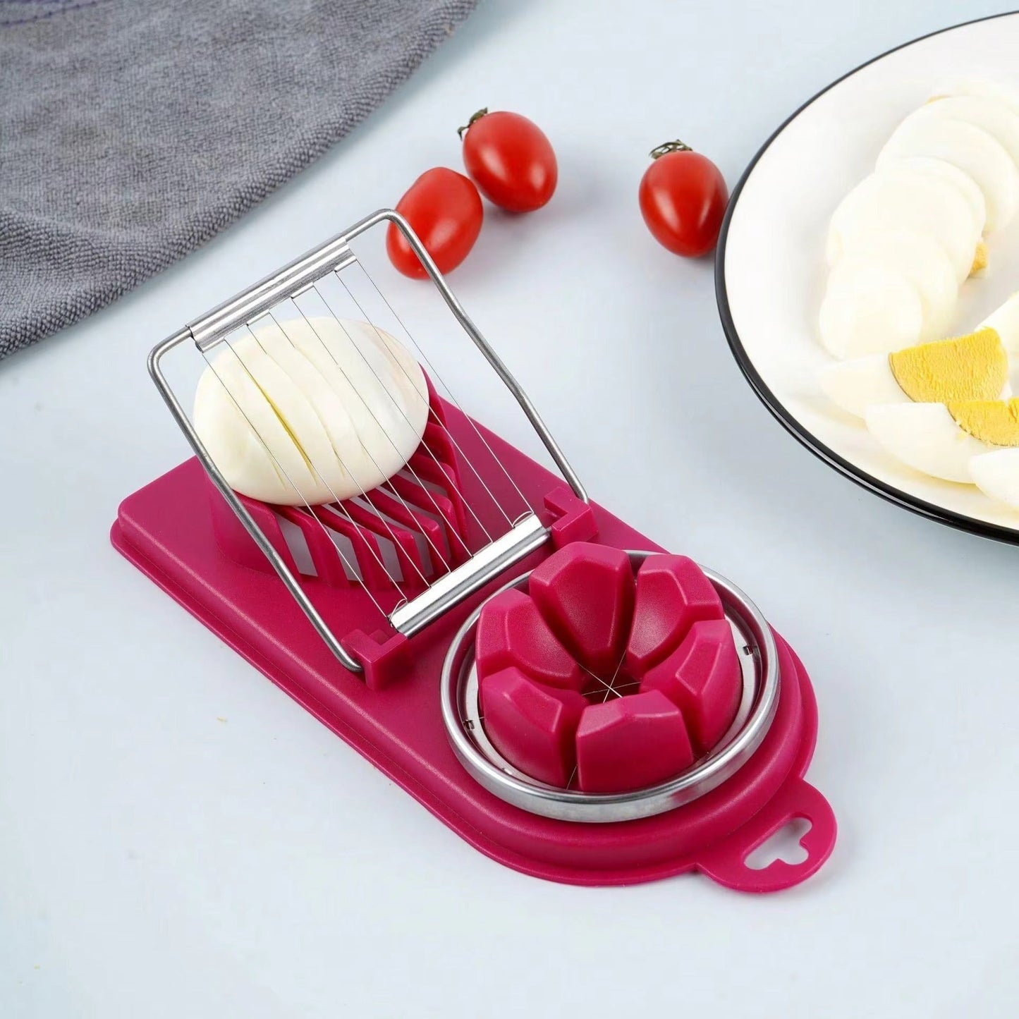 Multifunctional PP Base egg cutter 2-in-1 stainless steel
