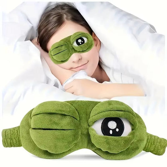 3D Sad Frog Sleep Mask Natural Sleeping Eyeshade Cover Shade Eye Patch Women Men Soft Portable Blindfold Travel Eyepatch