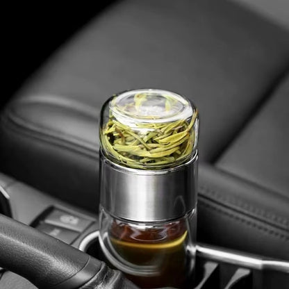 Tea Water Bottle High Borosilicate Glass Double Layer Tea Water Cup Infuser Tumbler Drinkware Water Bottle With Tea Filter 420ML