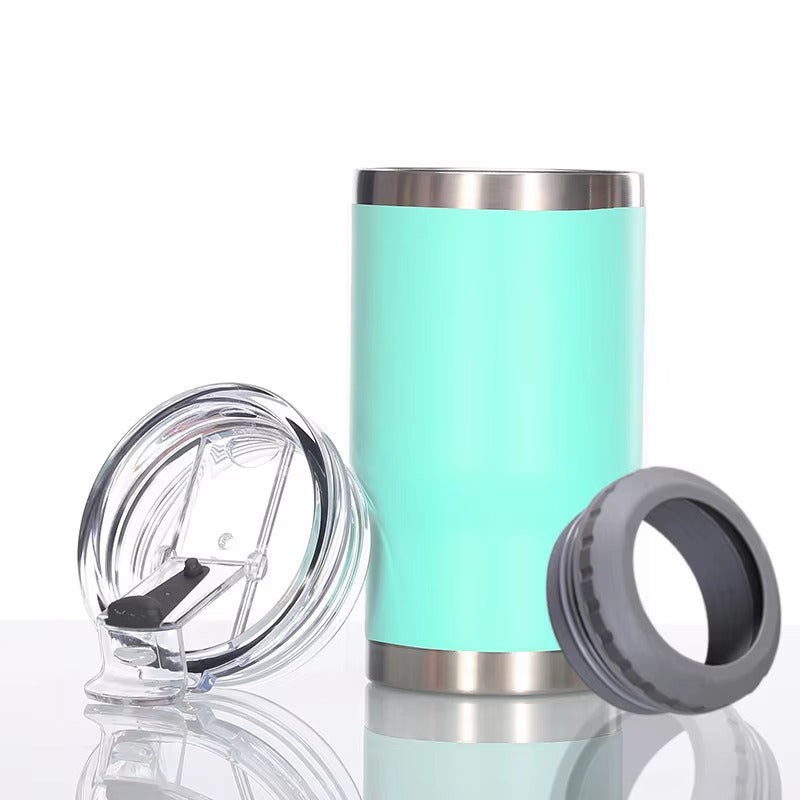 4 in 1 Can Cooler Tumbler for 12 Oz Cans, Slim Cans,and Bottles with Built-in Bottle Opener,Insulated Cool Summer Ice Bottle Cup