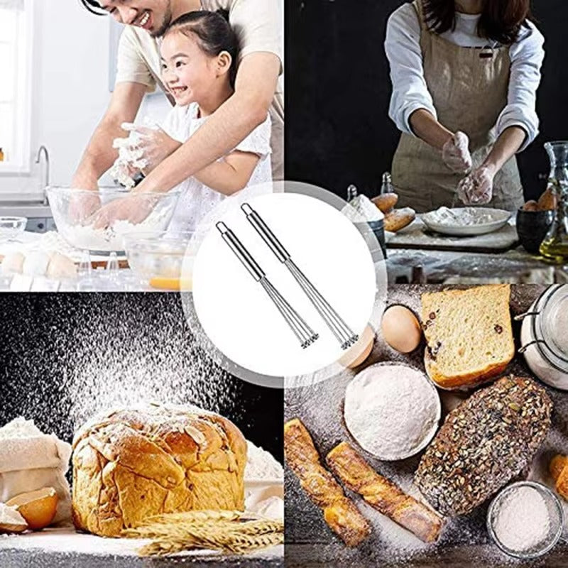 Stainless Steel Ball Whisk Set Manual Mixer Kitchen Whisk Wire Egg Whisk for Cooking Blending Whisking Beating Stirring