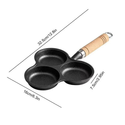 3-Cup Cast Iron Egg Frying Pan Non Stick Pancake Pan with Handle