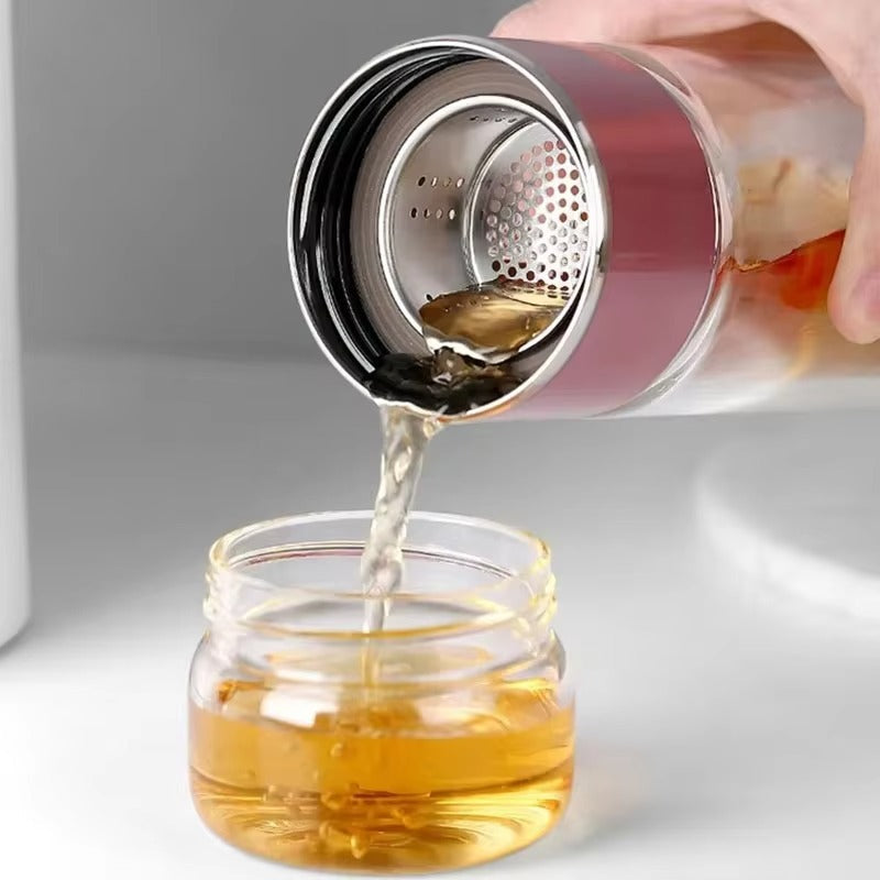 Tea Water Bottle High Borosilicate Glass Double Layer Tea Water Cup Infuser Tumbler Drinkware Water Bottle With Tea Filter 420ML