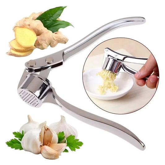 1pc Silvery Stainless Steel Garlic Masher Kitchen Vegetable Cooking Extruder Manual Ginger Grinder and Tool Kitchen Accessories