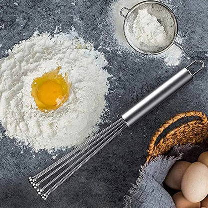 Stainless Steel Ball Whisk Set Manual Mixer Kitchen Whisk Wire Egg Whisk for Cooking Blending Whisking Beating Stirring