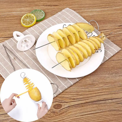 2/4/6 Set Rotate Potato Slicer Stainless Steel And Plastic Spiral Potato Slice Cutter DIY Manual Creative Kitchen Gadgets