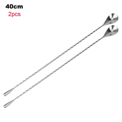 HILIFE 30/40cm Stainless Steel Stir Bar Spoon Mixing Ounces Cocktail Spoon Spiral Pattern Bartender Tools Teadrop Spoon Bar Tool
