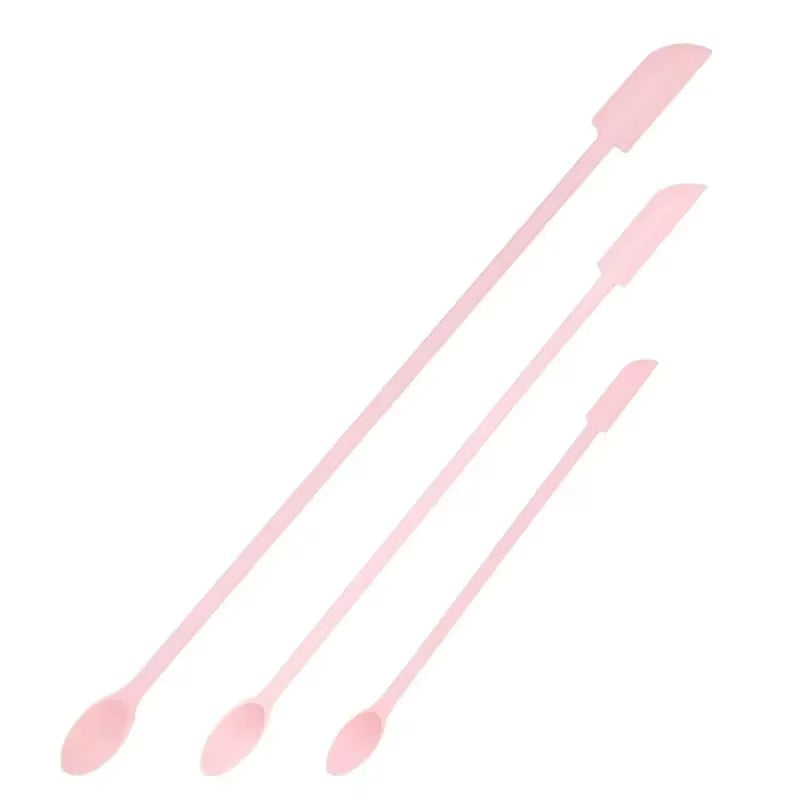 Cosmetic Bottle Silicone Mini Scraper Three Piece Set Baking Double End Two In One Spatula Jam Bottle Scraper Spoon Set