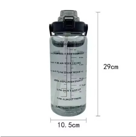 2L Water Bottle Portable Straw Plastic Water Cup for Outdoor Sports Fitness Adult High Value Big Fat Cup with Time Marker