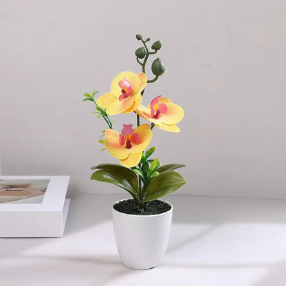 Butterfly Orchid Bonsai Potted Fake Plants for Home Garden Room Decoration Office Table Artificial Silk Flower Ornaments