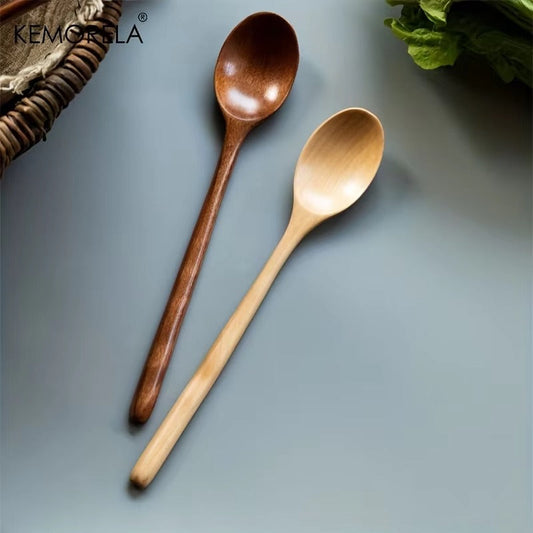 4PCS Wooden Spoon Kitchen Korean Style Natural Wood Soup Tableware Cooking Honey Coffee Spoon Mixing Spoon